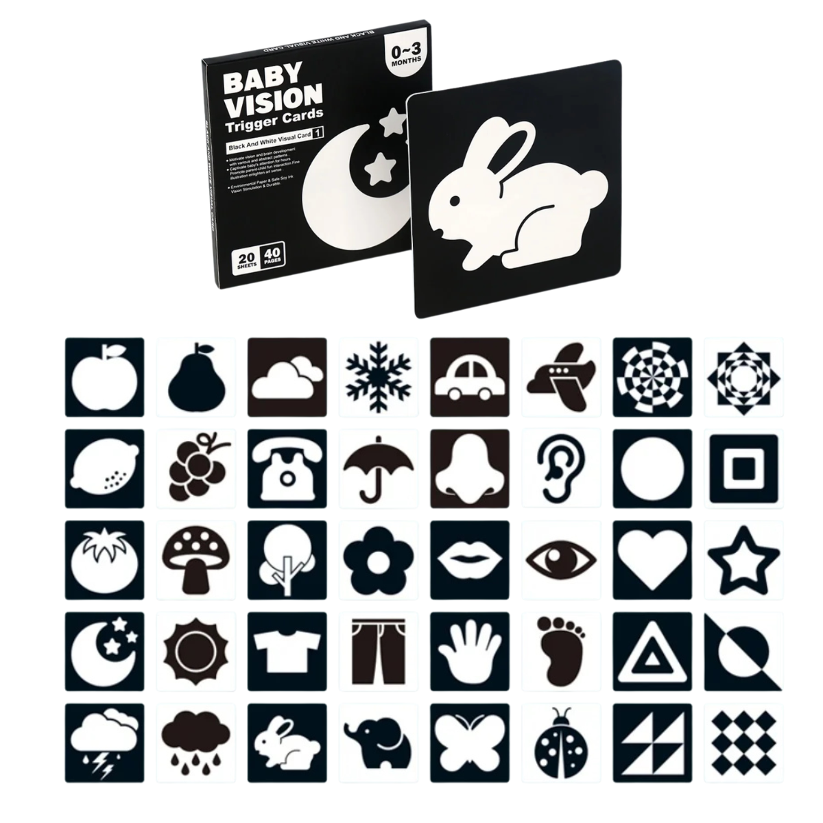 Black and White High-Contrast Visual Cards