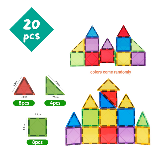 Magnetic Tiles Building Set (20pcs) - Creative STEM toy!