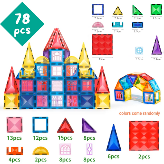 Magnetic Tiles Building Set (78pcs) - Creative STEM Toy for Kids