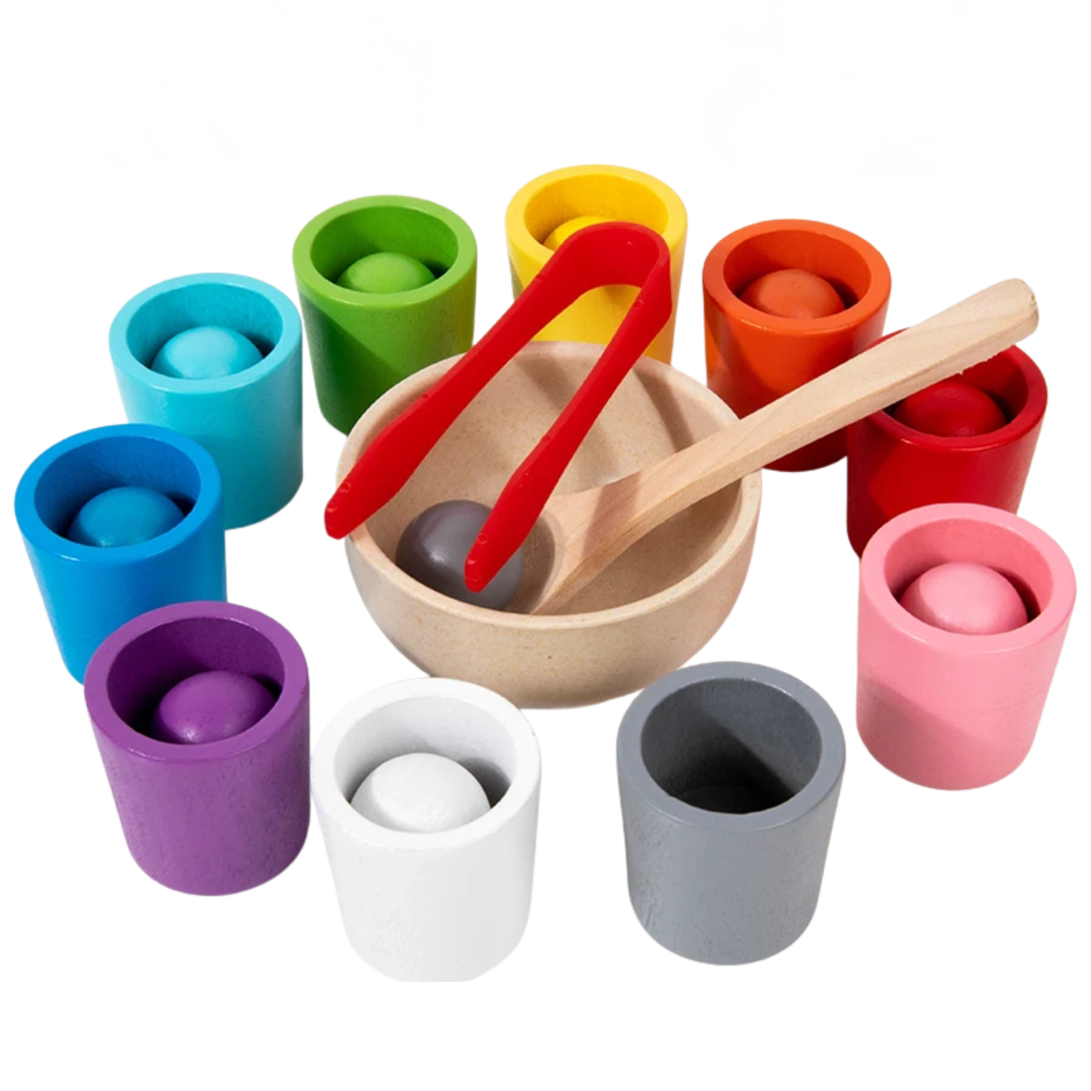 Montessori Wooden Colour Sorting Cups
