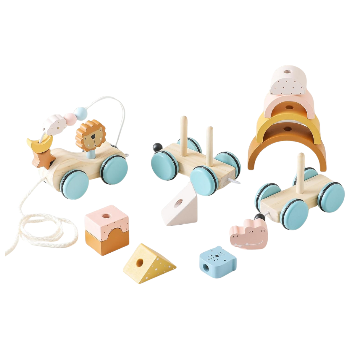 Montessori Wooden Pull Along Train