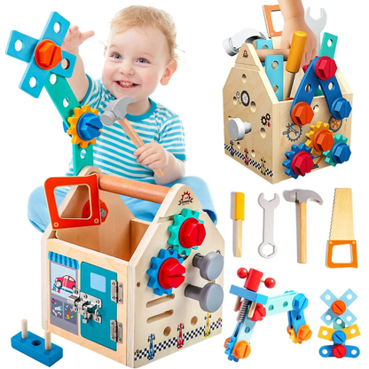 Montessori Wooden Toolbox Set for Toddlers - a STEM Learning Experience