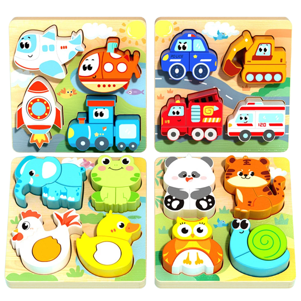 My First 3D Wooden Puzzle 4-in-1 Set