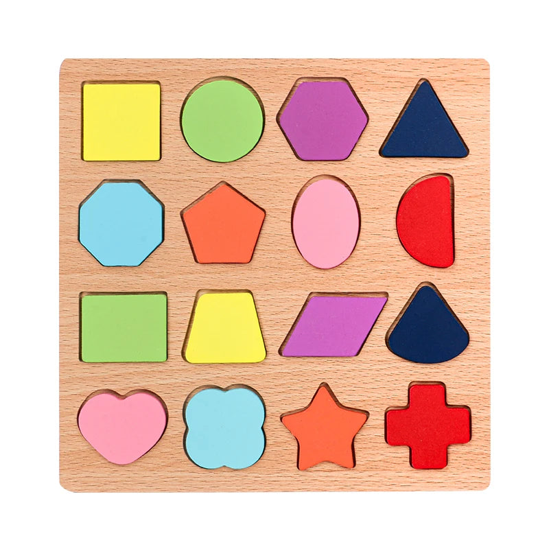 Montessori Wooden Shape Puzzle Board: