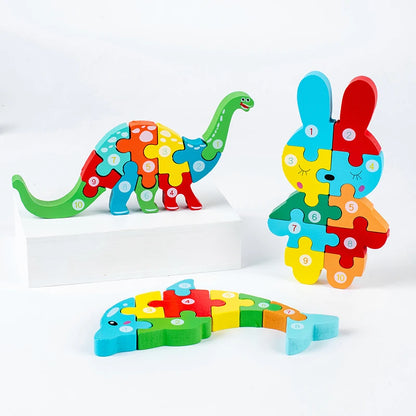 Early Educational 3D Wooden Animal Puzzles