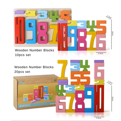 Wooden Counting Number Blocks (10 or 20 Block Set)