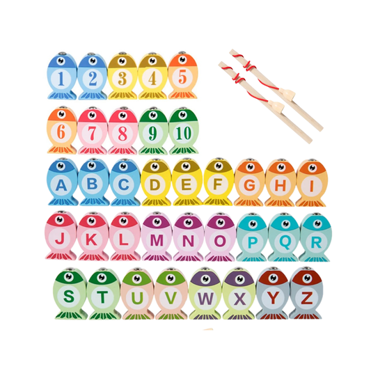 Wooden Magnetic Fishing Learning Set – Fun Way to Learn Numbers & Letters